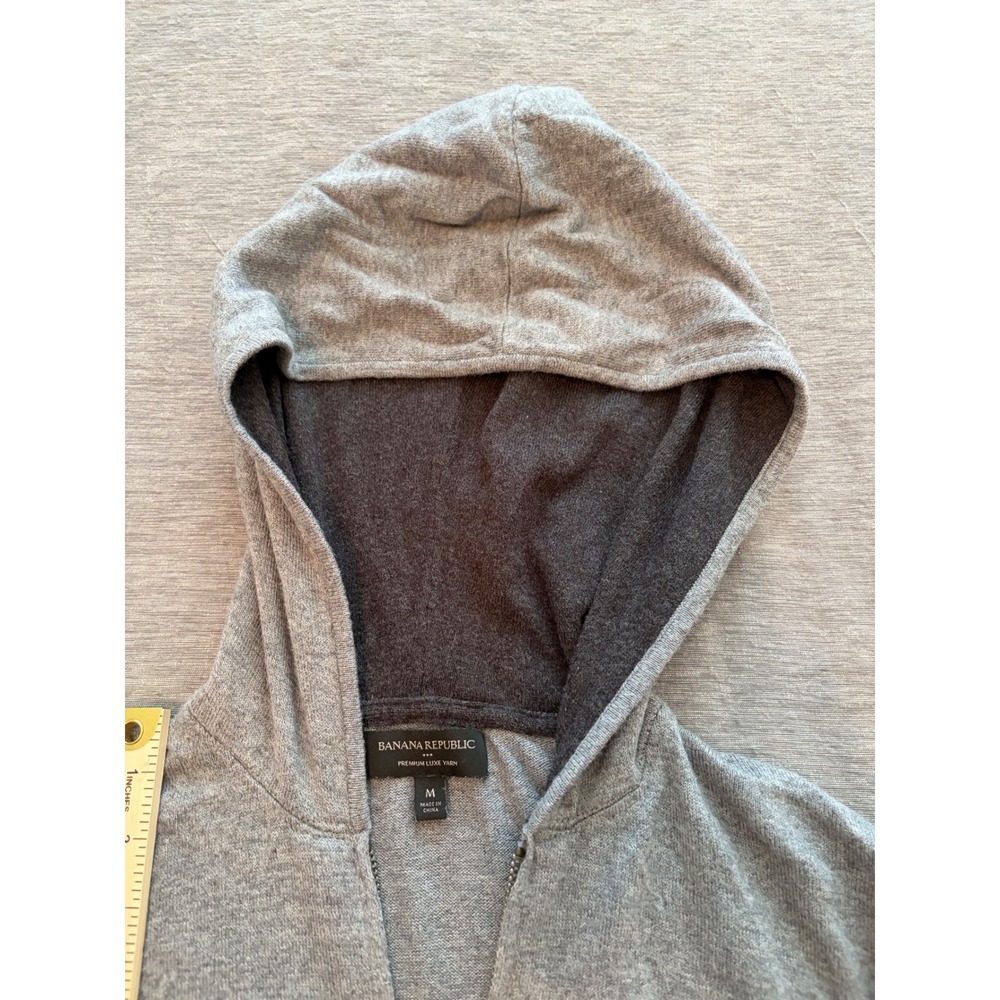 Banana Republic Mens Premium Luxe Yarn Silk Cashmere Blend Zip Hoodie Gray M - Picture 3 of 8